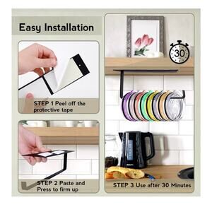 Tumbler Lid Organizer-Self-Adhesive or Drilling Tumbler Lid Hook 2 pieces